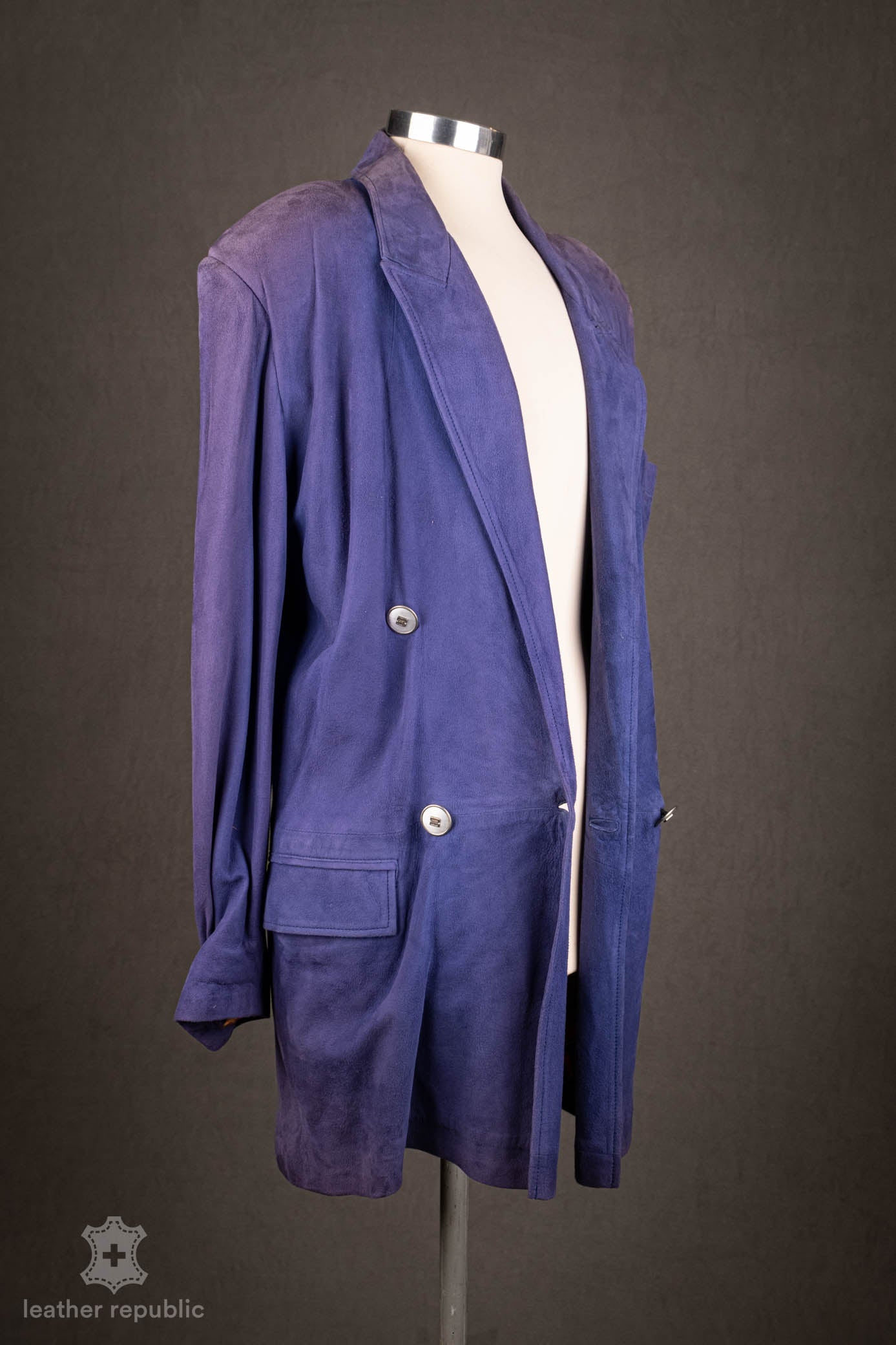 Damen Lederjacke (Ziege), blau/purple, Grösse 42/XL