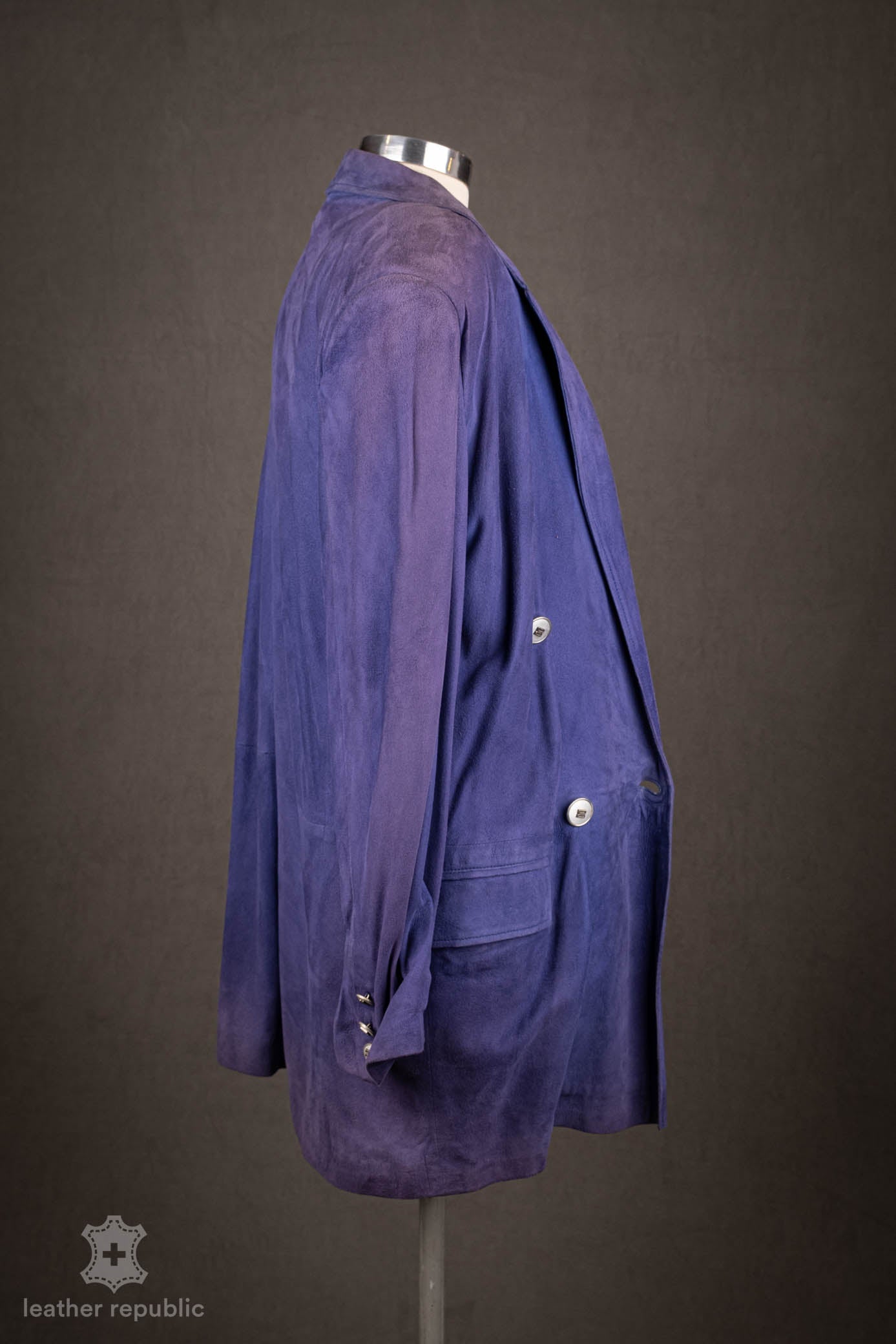 Damen Lederjacke (Ziege), blau/purple, Grösse 42/XL