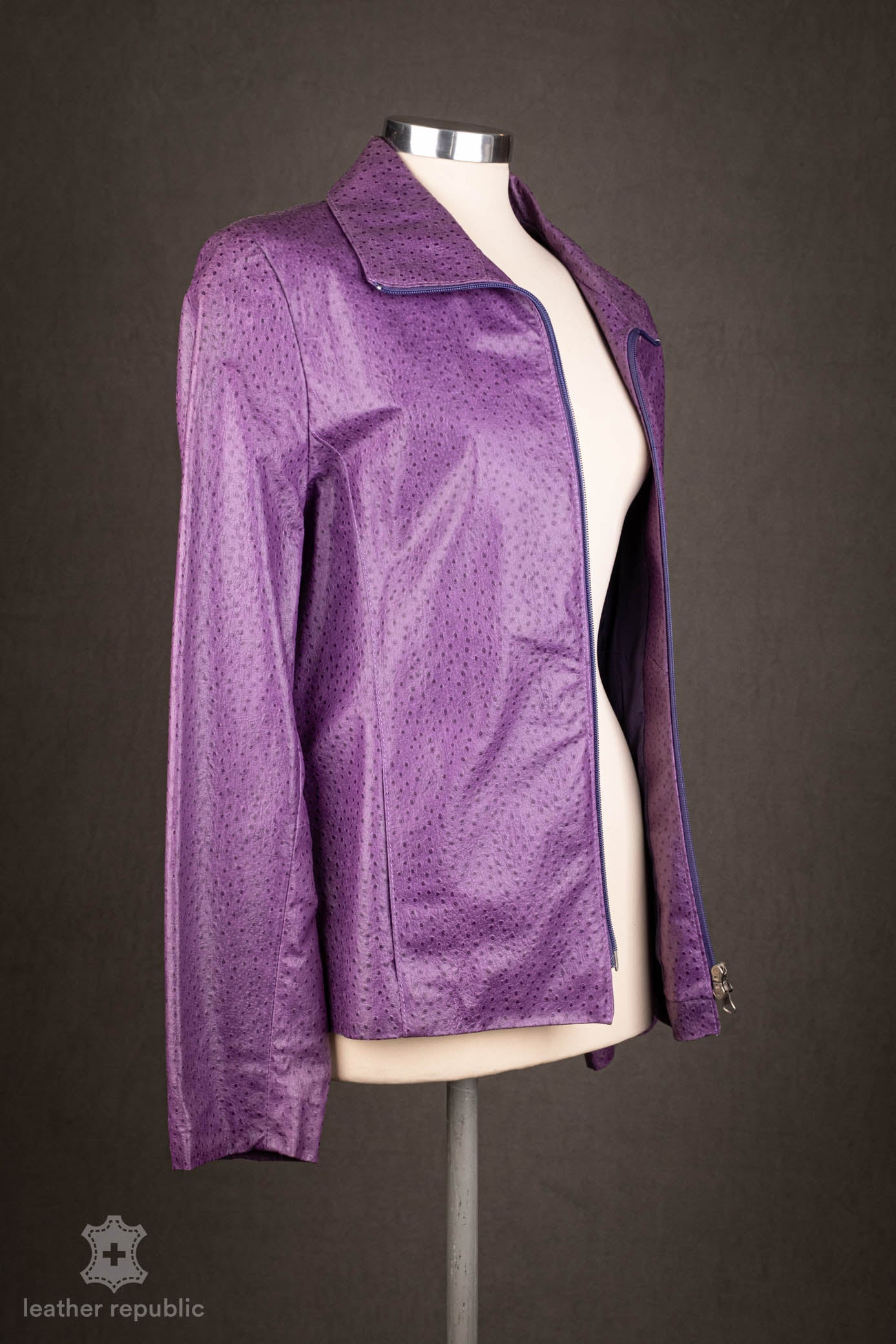 Damen Lederjacke (Leder), violett, Grösse 42/XL