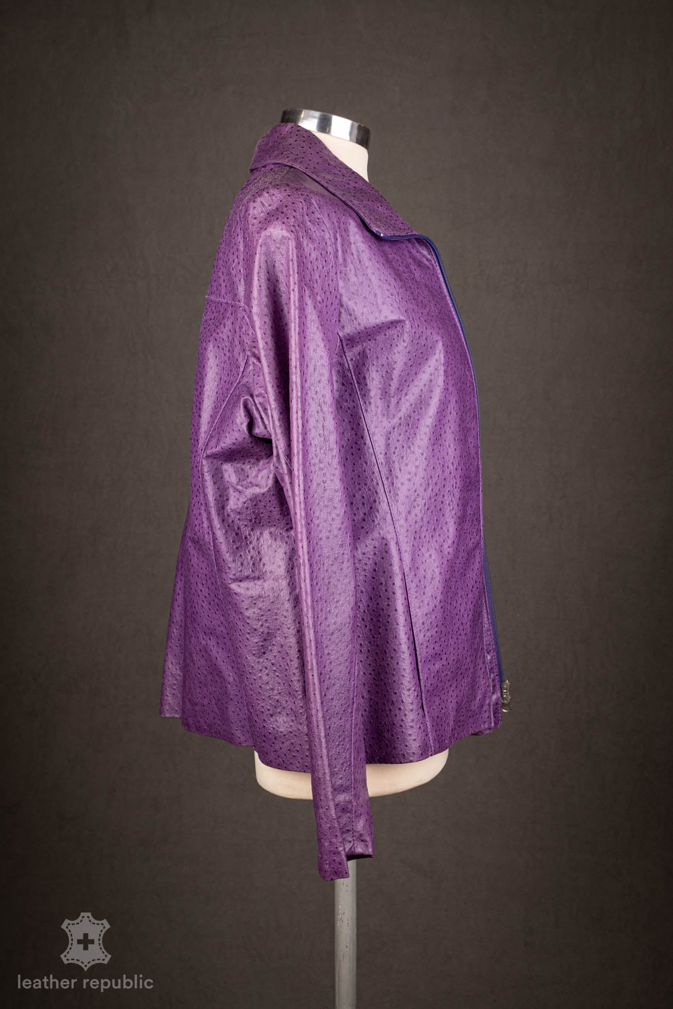Damen Lederjacke (Leder), violett, Grösse 42/XL