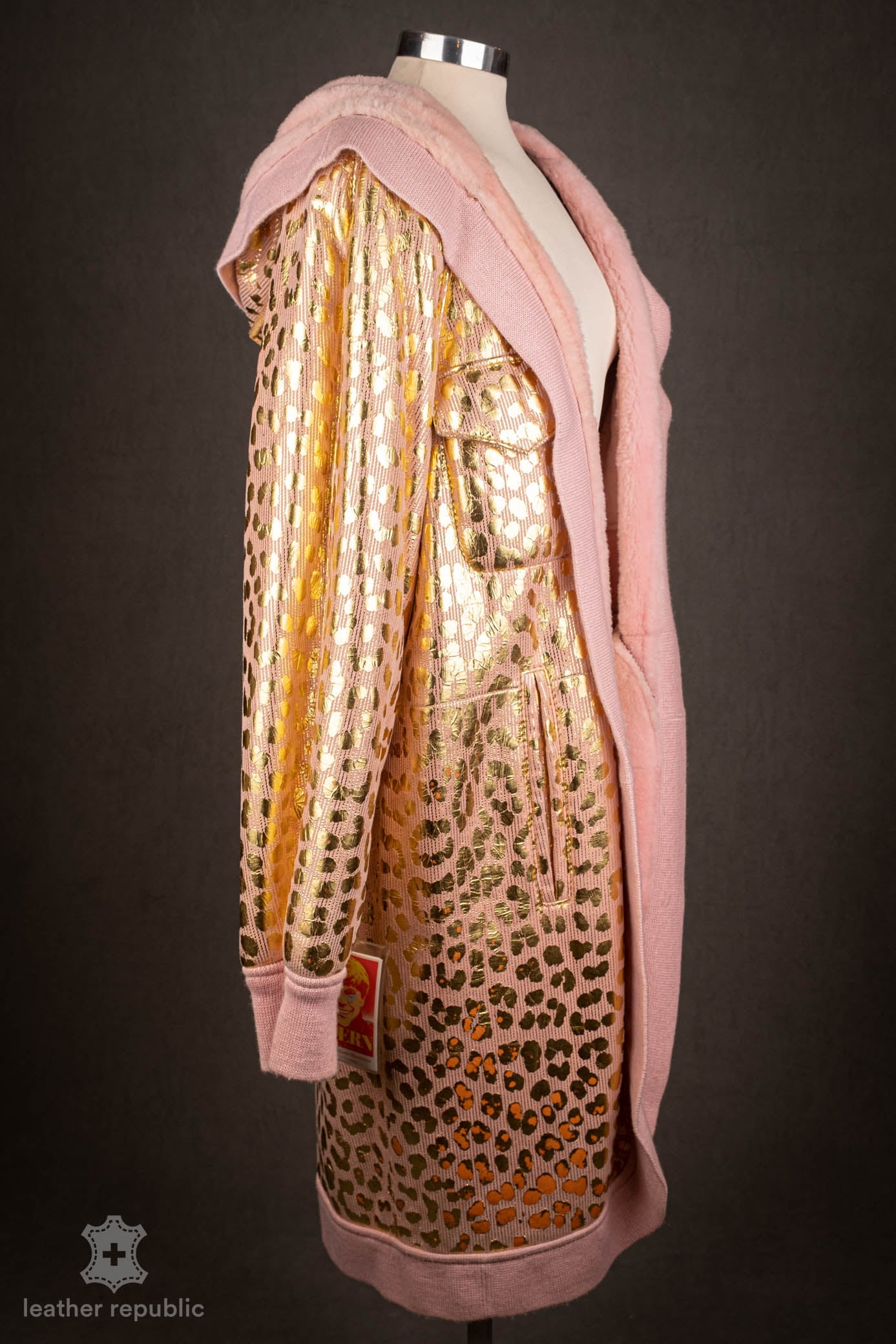 Damen Pelzmantel (Lamm), pink/gold, Grösse 38/M